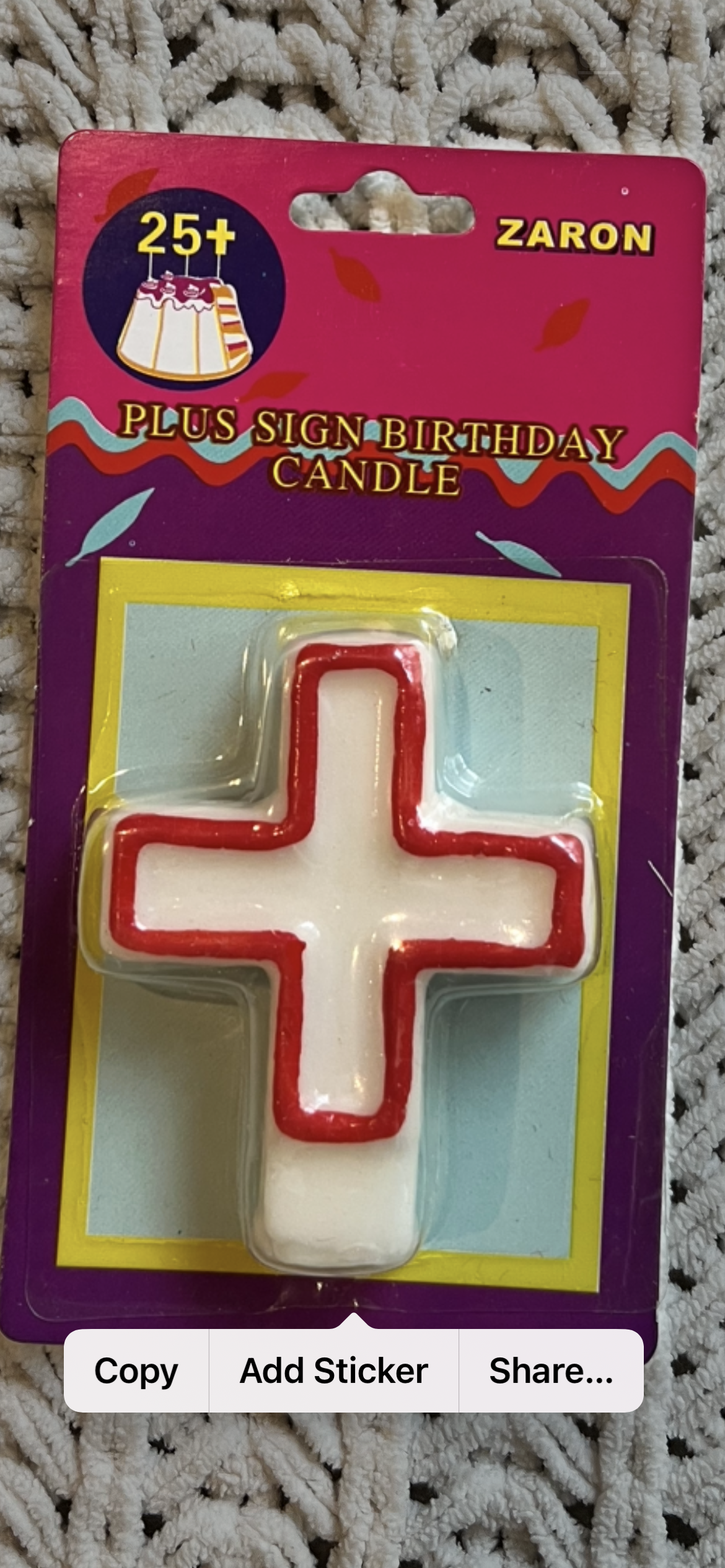 LIMITED EDITION Plus “+” Birthday Candle — Add‑On for Number Candles, Milestone Cake Topper (Wax, Not Edible)