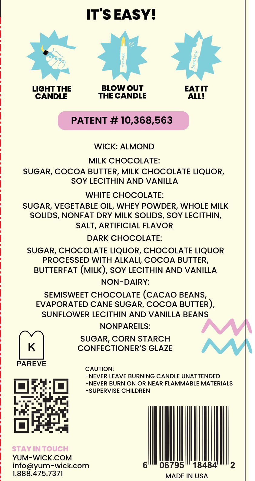 Milk Chocolate Number Candle – Yum-Wick® Edible Birthday Candle with Almond Wick (Kosher + Luxury Party Ready)