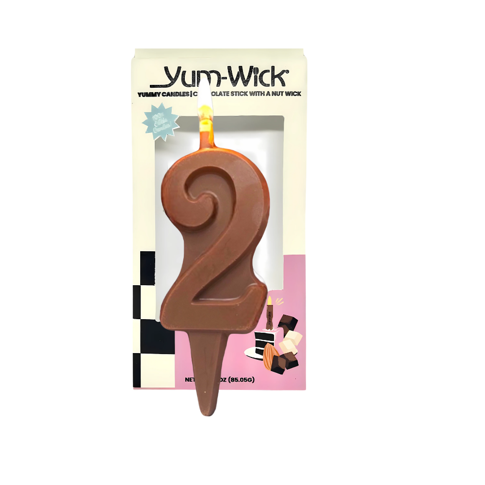 Milk Chocolate Number Candle – Yum-Wick® Edible Birthday Candle with Almond Wick (Kosher + Luxury Party Ready)