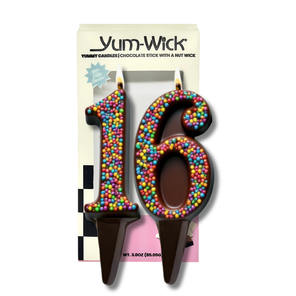 Yum-Wick® Edible Number Candle Set, Dark Chocolate, Kosher, Vegan