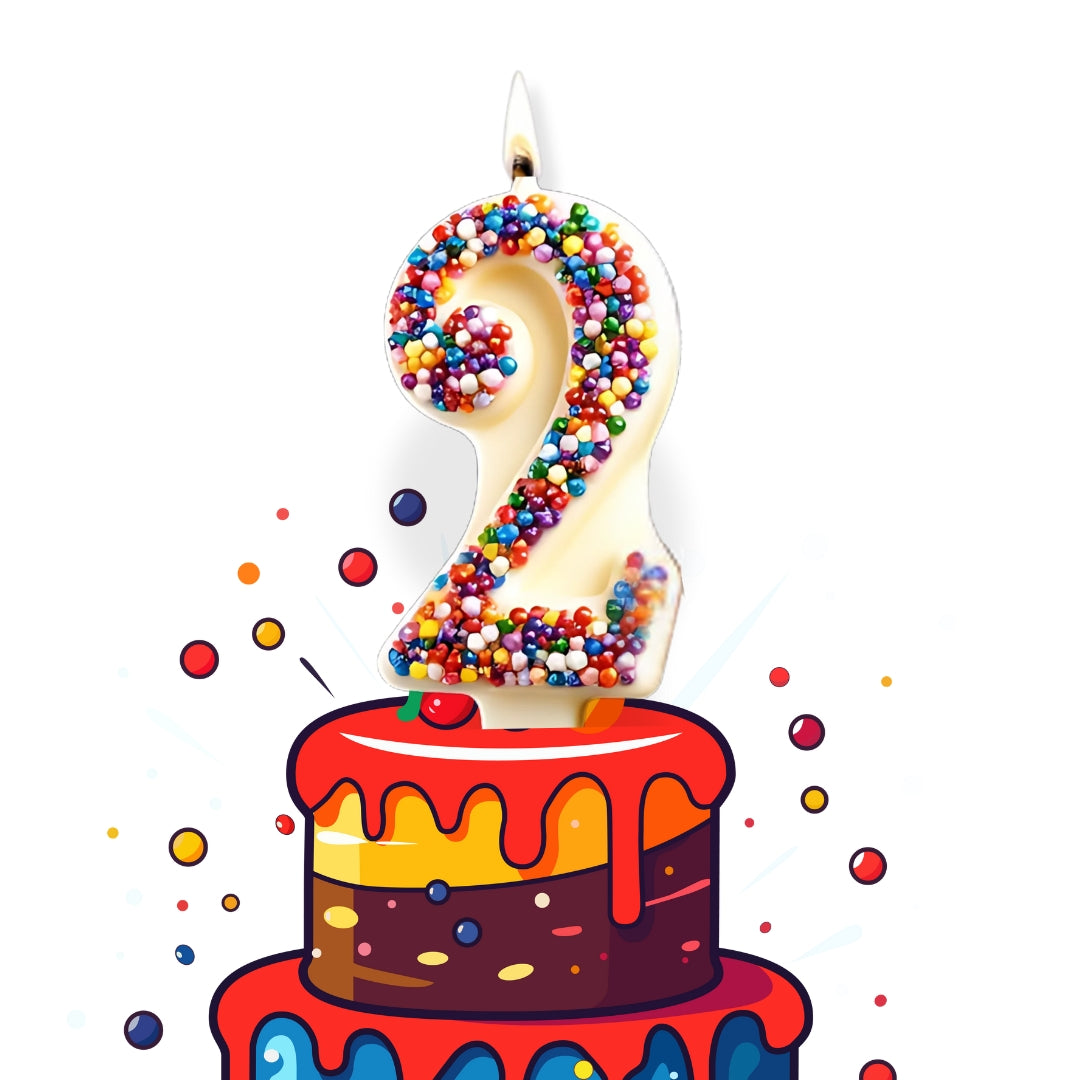 White Chocolate Number Candle – Yum-Wick® Edible Candle with Almond Wick (Kosher + Rainbow Nonpareils)
