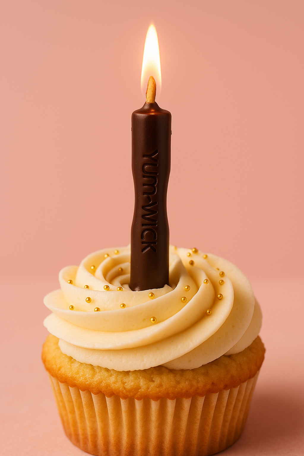 Yum-Wick® Vegan Dark Chocolate Edible Birthday Candle with Almond Wick (Kosher +Spa Day+ Self Care+ Luxury Party Ready)