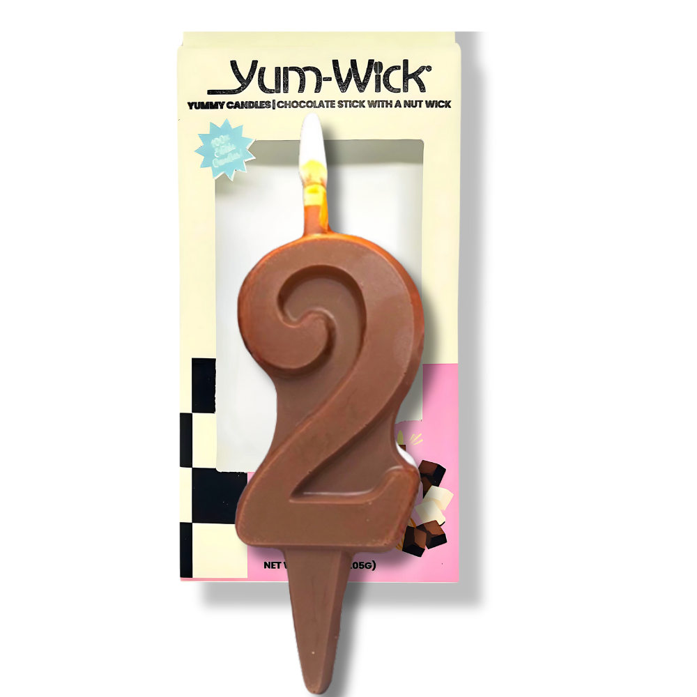 Vegan Dark Chocolate Number Candle – Yum-Wick® Edible Birthday Candle with Almond Wick (Kosher + Luxury Party Ready)