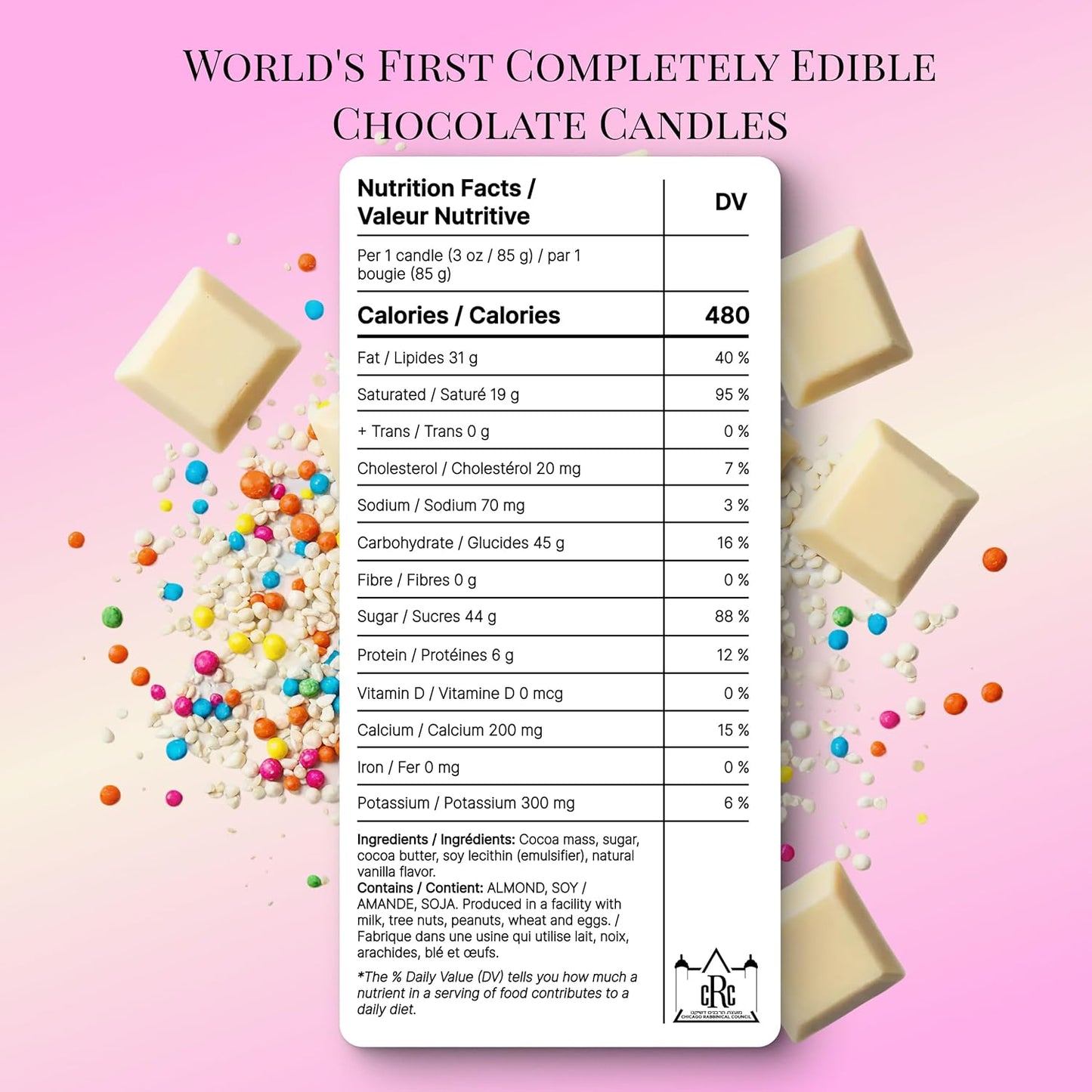 Edible White Chocolate Number Candle — Single