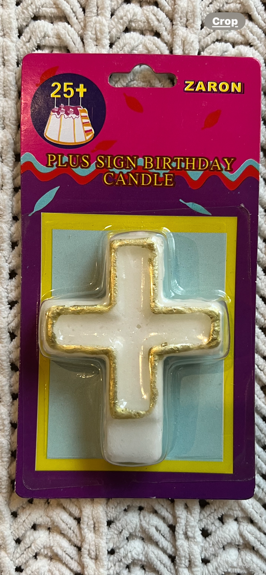 LIMITED  EDITION Plus “+” Birthday Candle — Add‑On for Number Candles, Milestone Cake Topper (Wax, Not Edible)