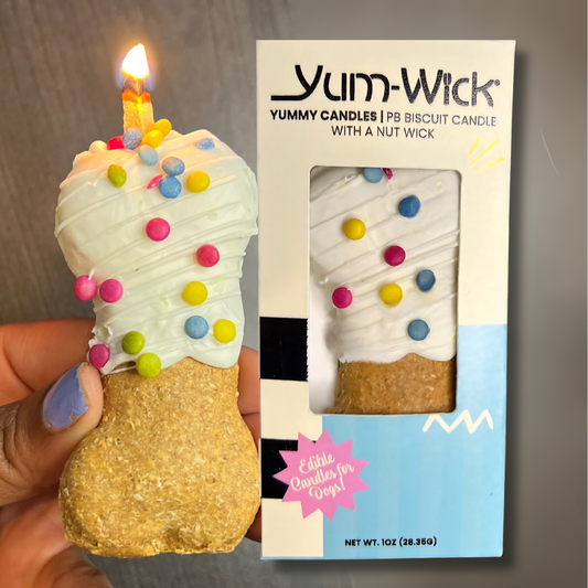 Yum-Wick® Edible Dog Birthday Candle – Peanut Butter Cookie with Flammable Almond Wick