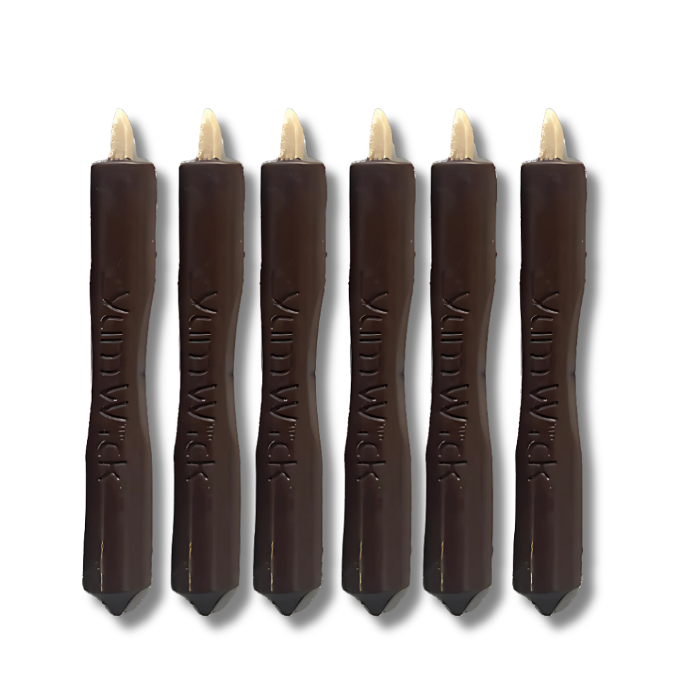 vegan chocolate edible candle with flammable almond wick