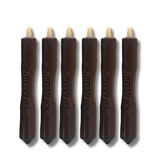 vegan chocolate edible candle with flammable almond wick