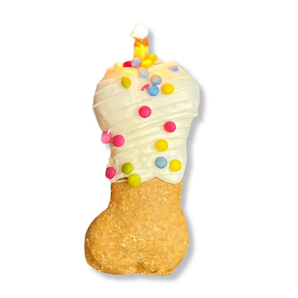 dog peanut butter cookie candle with almond wick