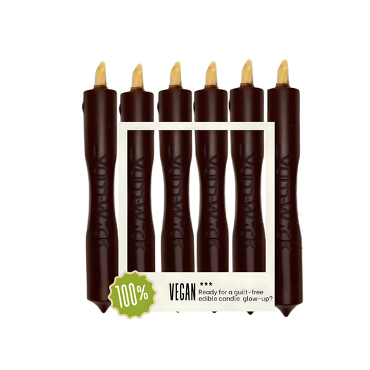 Yum-Wick® Vegan Dark Chocolate Edible Birthday Candle with Almond Wick (Kosher +Spa Day+ Self Care+ Luxury Party Ready)