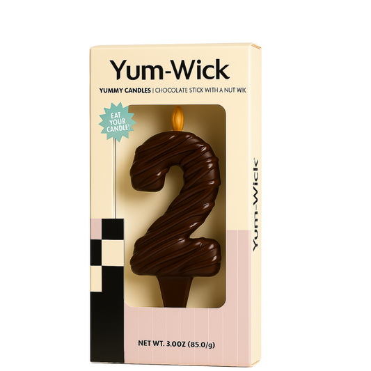 Vegan Dark Chocolate Number Candle – Yum-Wick® Edible Birthday Candle with Almond Wick (Kosher + Luxury Party Ready)