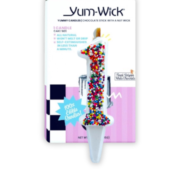 YUM-WICK® Creamy White Chocolate Nonpareils Number Candle - large | cake-sized