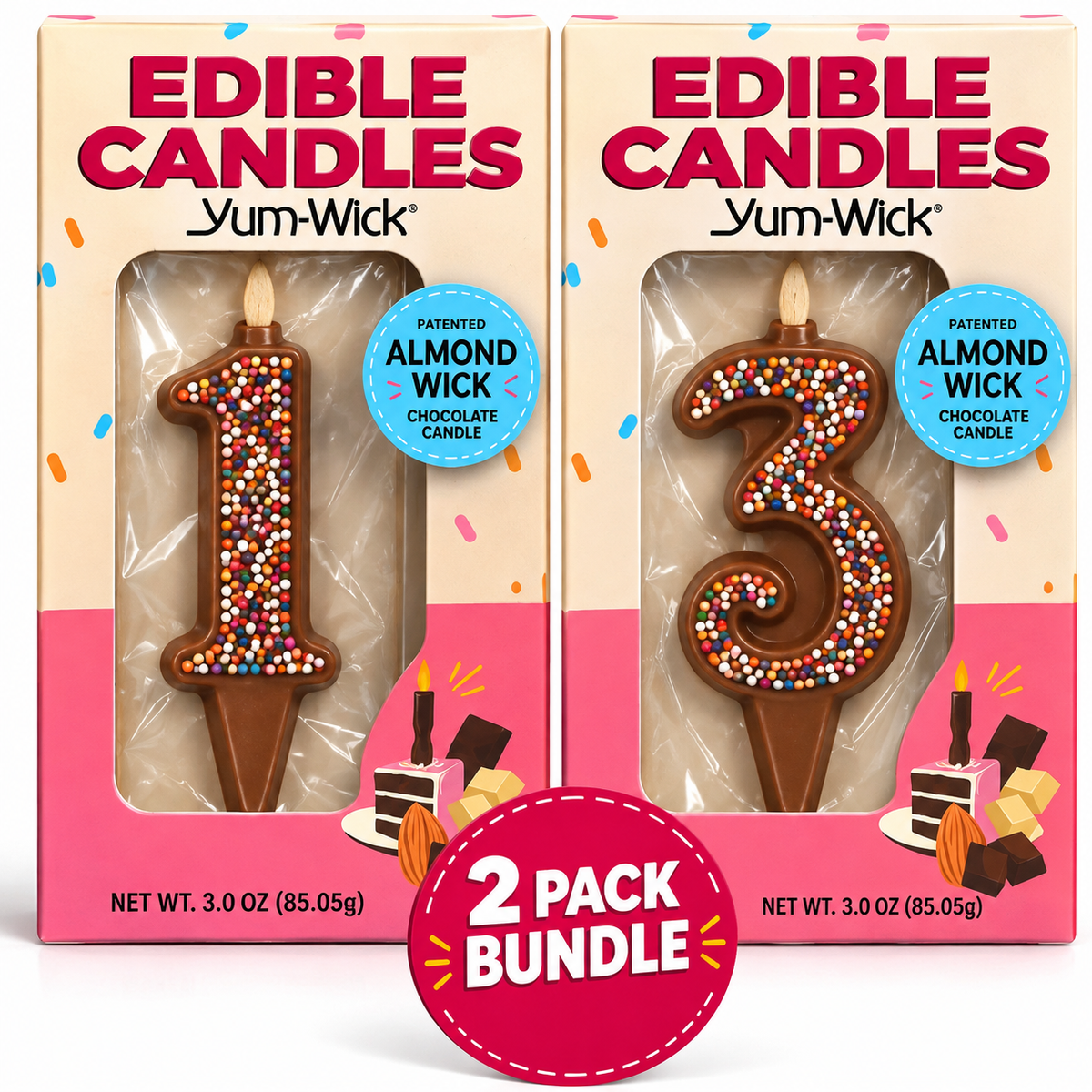 Yum-Wick Confetti Number Candle — Double Digits