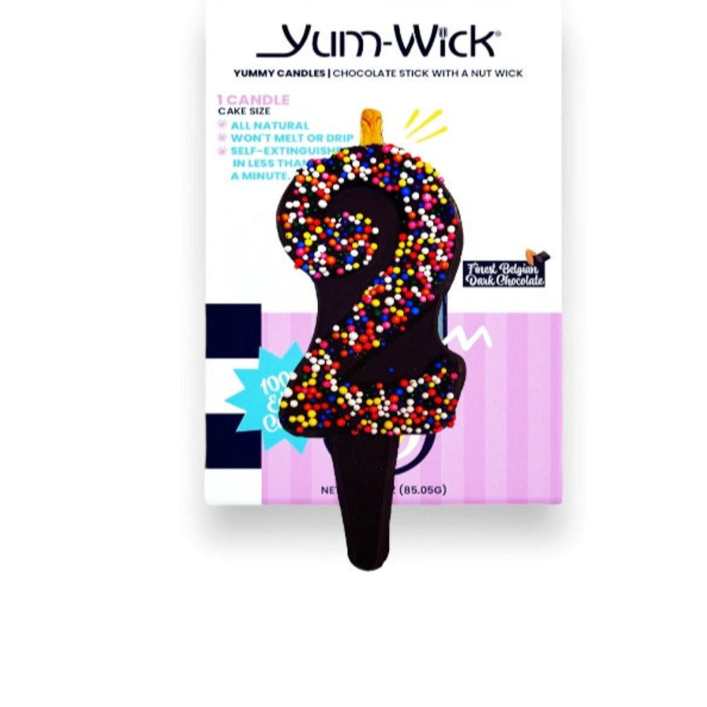 YUM-WICK® Divine Dark Chocolate Nonpareils Number Candles - large | cake-sized
