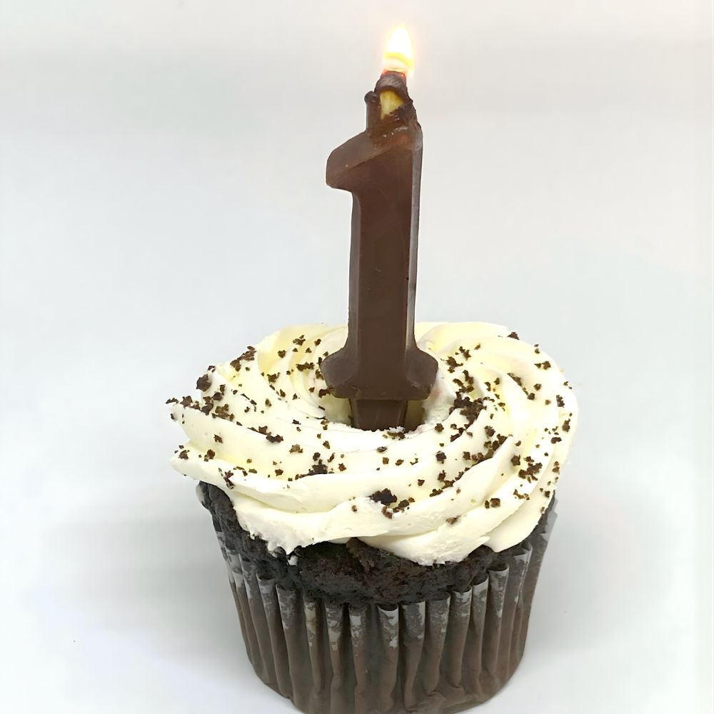 edible chocolate number candle with almond wick
