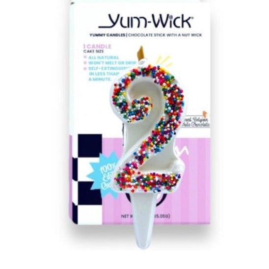 YUM-WICK® Creamy White Chocolate Nonpareils Number Candle - large | cake-sized